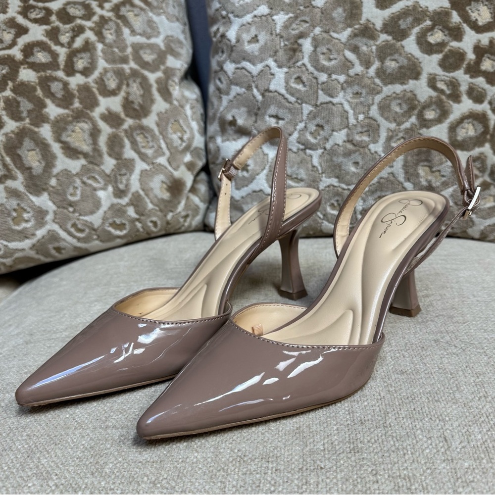 Jessica Simpson | “Fernan” | Heels | Slingback | Patent Leather | Taupe | 8